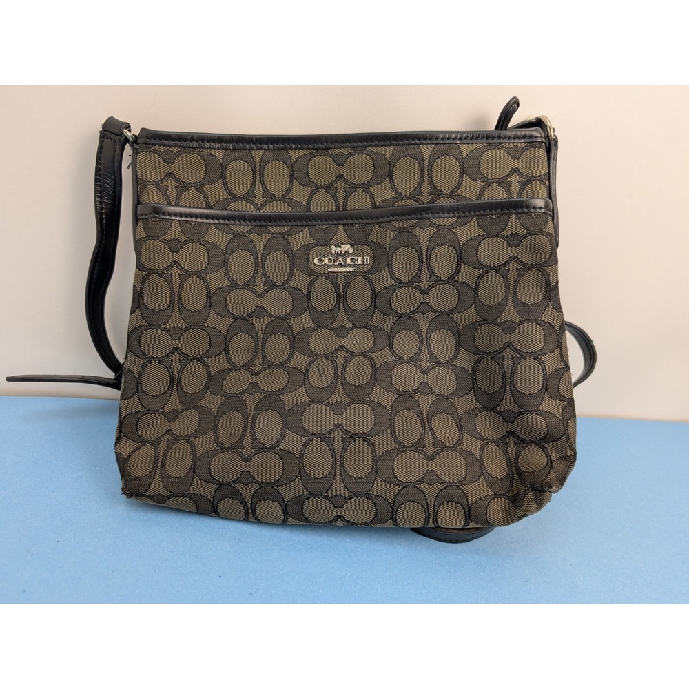 Coach Outline Signature File Bag Brown Crossbody Women Leather F58285